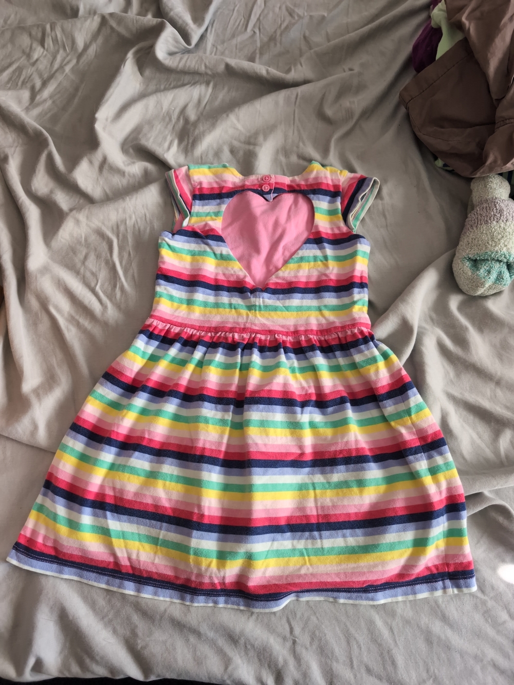 Carter's Rainbow Stripe Dress with  Heart Cut Out In Back